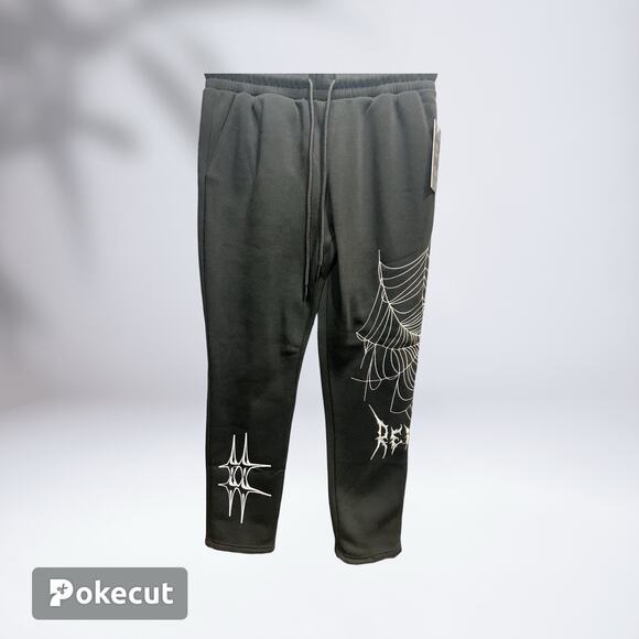 Rebel Vengeance SpiderWeb Print Jogger Sweatpants Black Mens Size M NWT - Picture 1 of 14